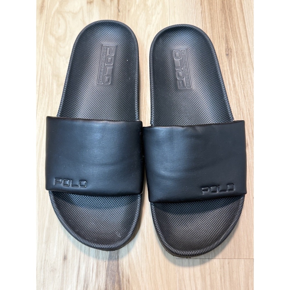 Polo Ralph Lauren Cayson Black Slides Sandals Men's Size 10